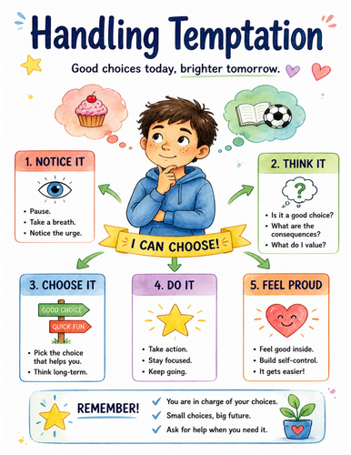 Handling Temptation I Educational Poster I Classroom Decor
