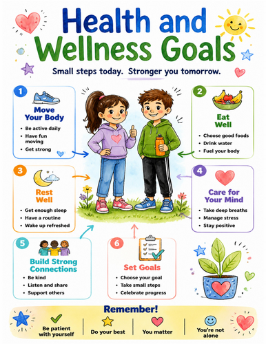 Health and Wellness Goals I Educational Poster I Classroom Decor