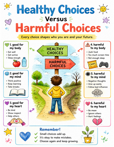 Healthy Choices Versus Harmful Choices I Educational Poster I Classroom Decor