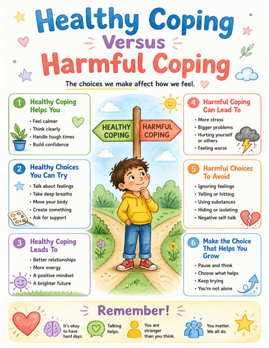 Healthy Coping Versus Harmful Coping I Educational Poster I Classroom Decor