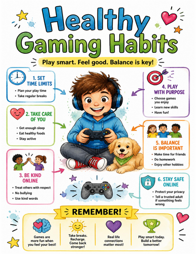 Healthy Gaming Habits I Educational Poster I Classroom Decor