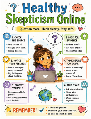 Healthy Skepticism Online I Educational Poster I Classroom Decor
