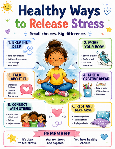 Healthy Ways to Release Stress I Educational Poster I Classroom Decor