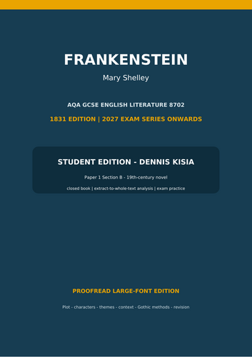 complete 50-page Frankenstein (1831) study guide