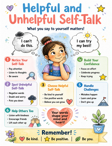 Helpful and Unhelpful Self-Talk I Educational Poster I Classroom Decor