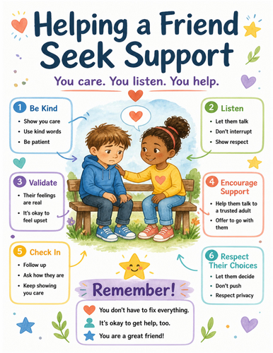 Helping a Friend Seek Support I Educational Poster I Classroom Decor