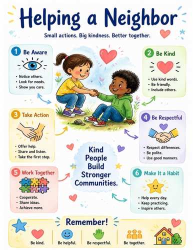 Helping a Neighbor I Educational Poster I Classroom Decor