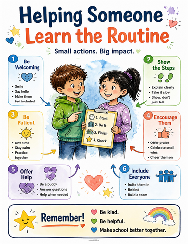 Helping Someone Learn the Routine I Educational Poster I Classroom Decor