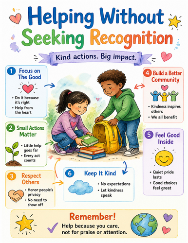 Helping Without Seeking Recognition I Educational Poster I Classroom Decor