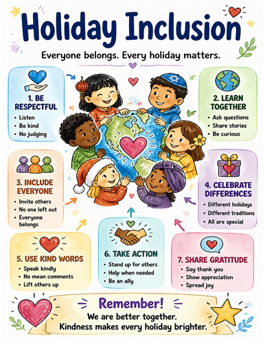 Holiday Inclusion I Educational Poster I Classroom Decor