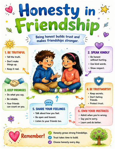Honesty in Friendship I Educational Poster I Classroom Decor