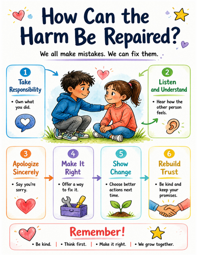 How Can the Harm Be Repaired I Educational Poster I Classroom Decor
