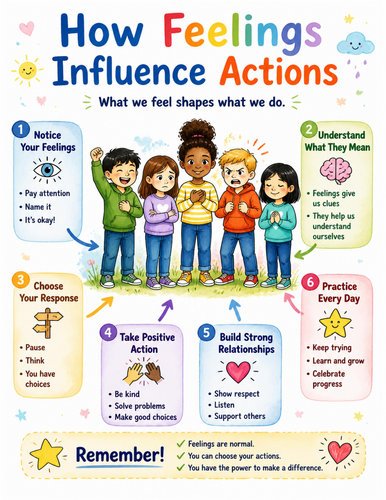 How Feelings Influence Actions I Educational Poster I Classroom Decor