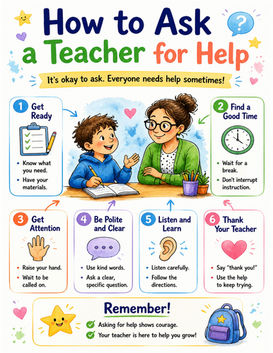 How to Ask a Teacher for Help I Educational Poster I Classroom Decor