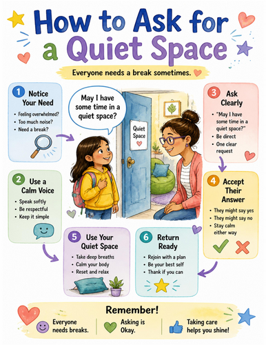 How to Ask for a Quiet Space I Educational Poster I Classroom Decor