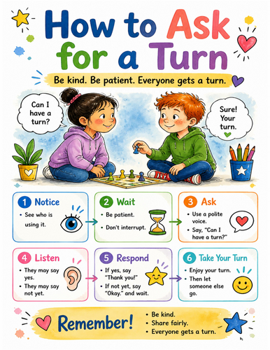 How to Ask for a Turn I Educational Poster I Classroom Decor
