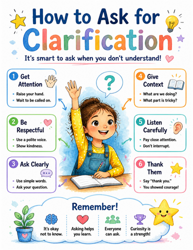 How to Ask for Clarification I Educational Poster I Classroom Decor