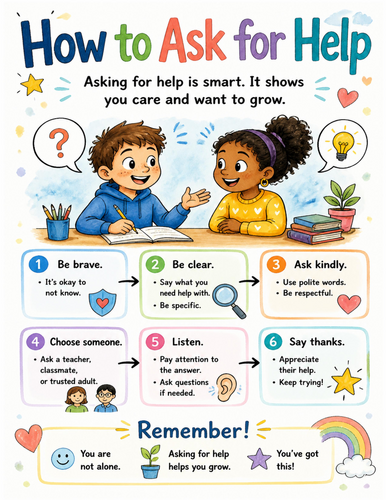 How to Ask for Help I Educational Poster I Classroom Decor