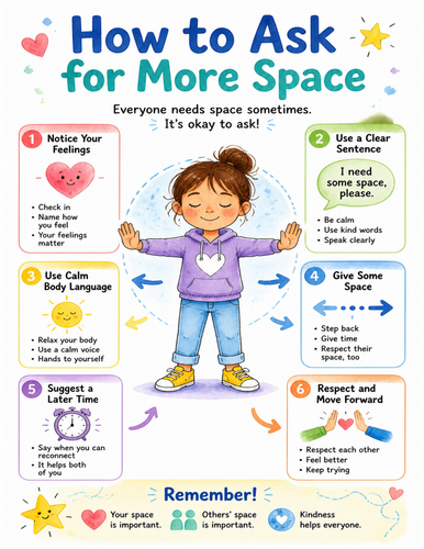How to Ask for More Space I Educational Poster I Classroom Decor