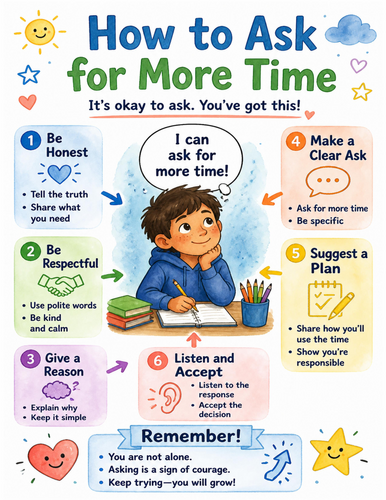 How to Ask for More Time I Educational Poster I Classroom Decor