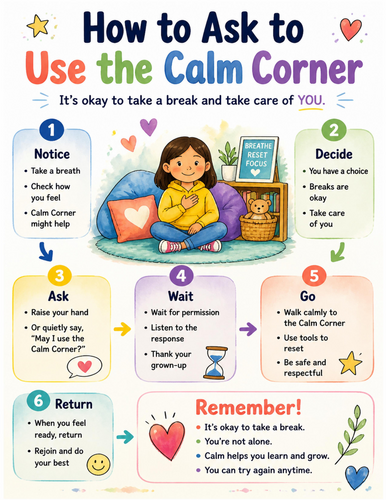 How to Ask to Use the Calm Corner I Educational Poster I Classroom Decor