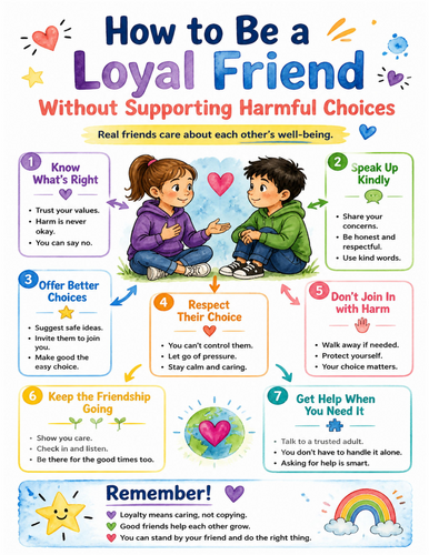 How to Be a Loyal Friend Without Supporting Harmful Choices I Educational Poster I Classroom Decor