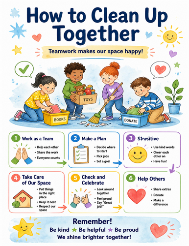 How to Clean Up Together I Educational Poster I Classroom Decor