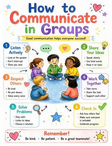 How to Communicate in Groups I Educational Poster I Classroom Decor