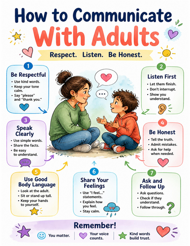 How to Communicate With Adults I Educational Poster I Classroom Decor