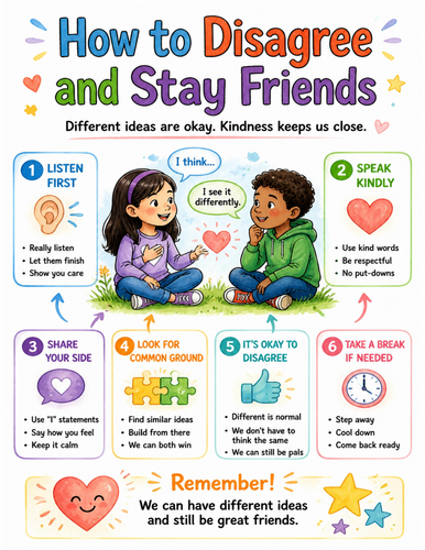 How to Disagree and Stay Friends I Educational Poster I Classroom Decor