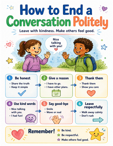 How to End a Conversation Politely I Educational Poster I Classroom Decor