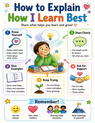 How to Explain How I Learn Best I Educational Poster I Classroom Decor