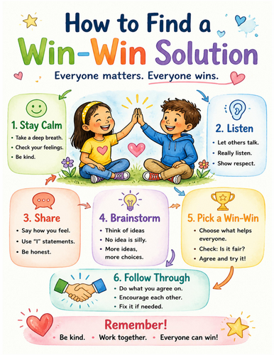 How to Find a Win-Win Solution I Educational Poster I Classroom Decor