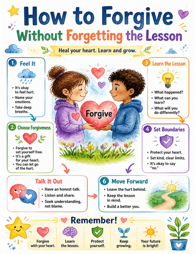 How to Forgive Without Forgetting the Lesson I Educational Poster I Classroom Decor