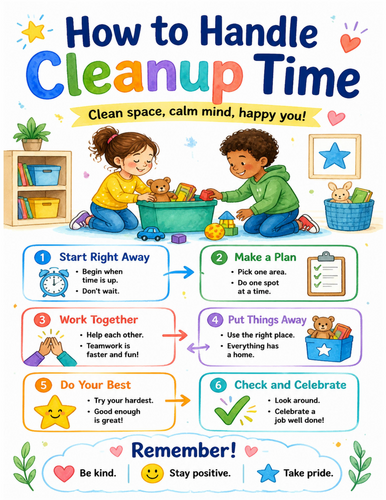 How to Handle Cleanup Time I Educational Poster I Classroom Decor
