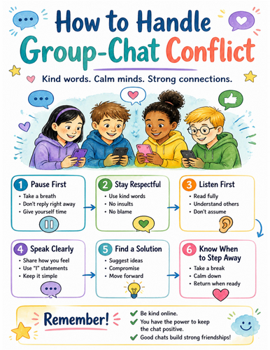 How to Handle Group-Chat Conflict I Educational Poster I Classroom Decor