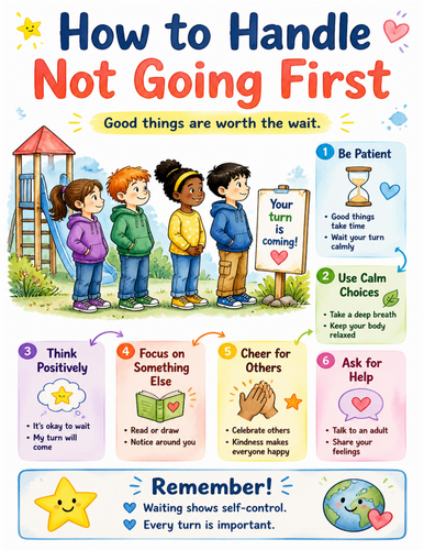 How to Handle Not Going First I Educational Poster I Classroom Decor