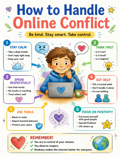 How to Handle Online Conflict I Educational Poster I Classroom Decor