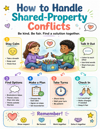 How to Handle Shared-Property Conflicts I Educational Poster I Classroom Decor