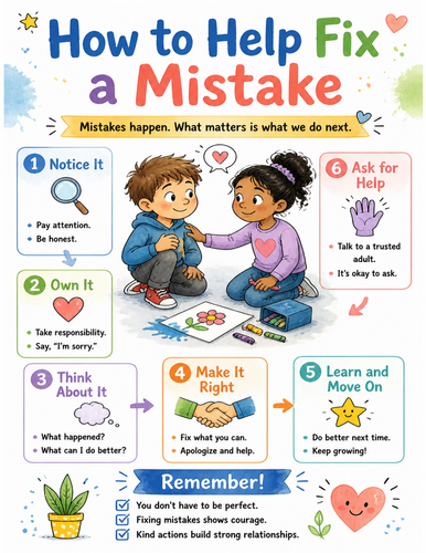How to Help Fix a Mistake I Educational Poster I Classroom Decor