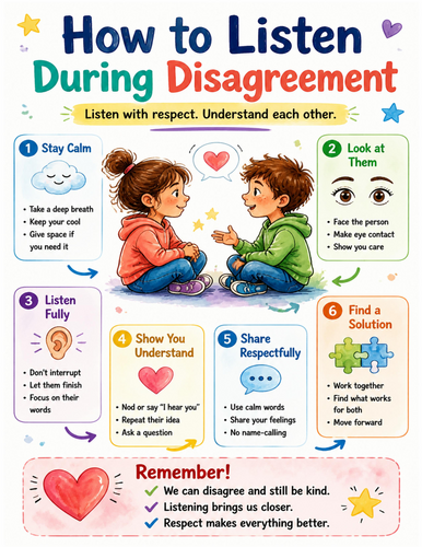 How to Listen During Disagreement I Educational Poster I Classroom Decor