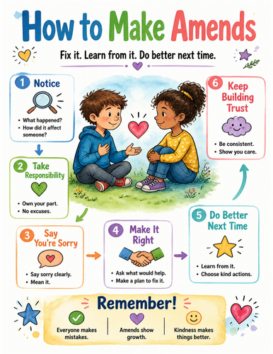 How to Make Amends I Educational Poster I Classroom Decor