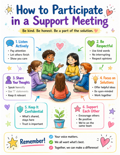 How to Participate in a Support Meeting I Educational Poster I Classroom Decor