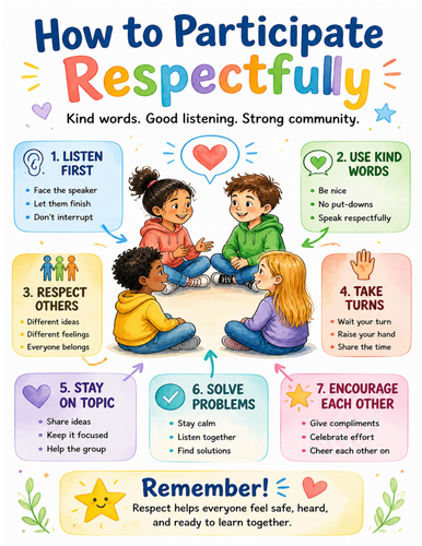 How to Participate Respectfully I Educational Poster I Classroom Decor