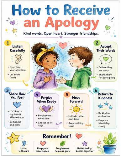 How to Receive an Apology I Educational Poster I Classroom Decor