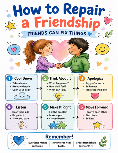 How to Repair a Friendship I Educational Poster I Classroom Decor