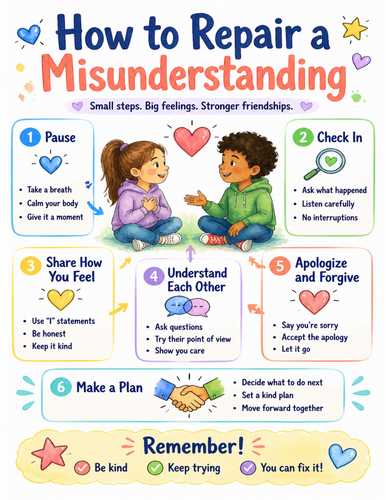 How to Repair a Misunderstanding I Educational Poster I Classroom Decor