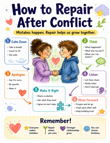 How to Repair After Conflict I Educational Poster I Classroom Decor
