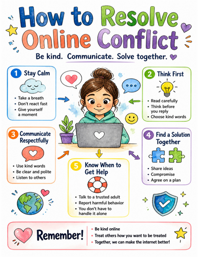 How to Resolve Online Conflict I Educational Poster I Classroom Decor