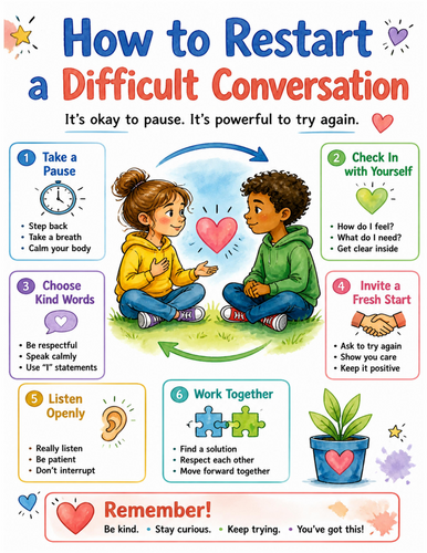 How to Restart a Difficult Conversation I Educational Poster I Classroom Decor